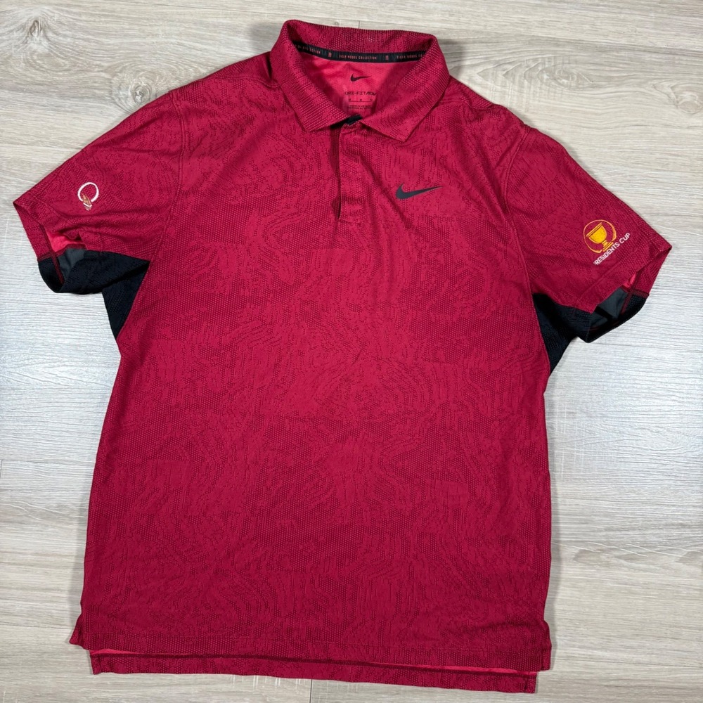 Nike Dri-FIT Tiger Woods Collection Presidents Cup Golf Polo Shirt Men's M Red‎